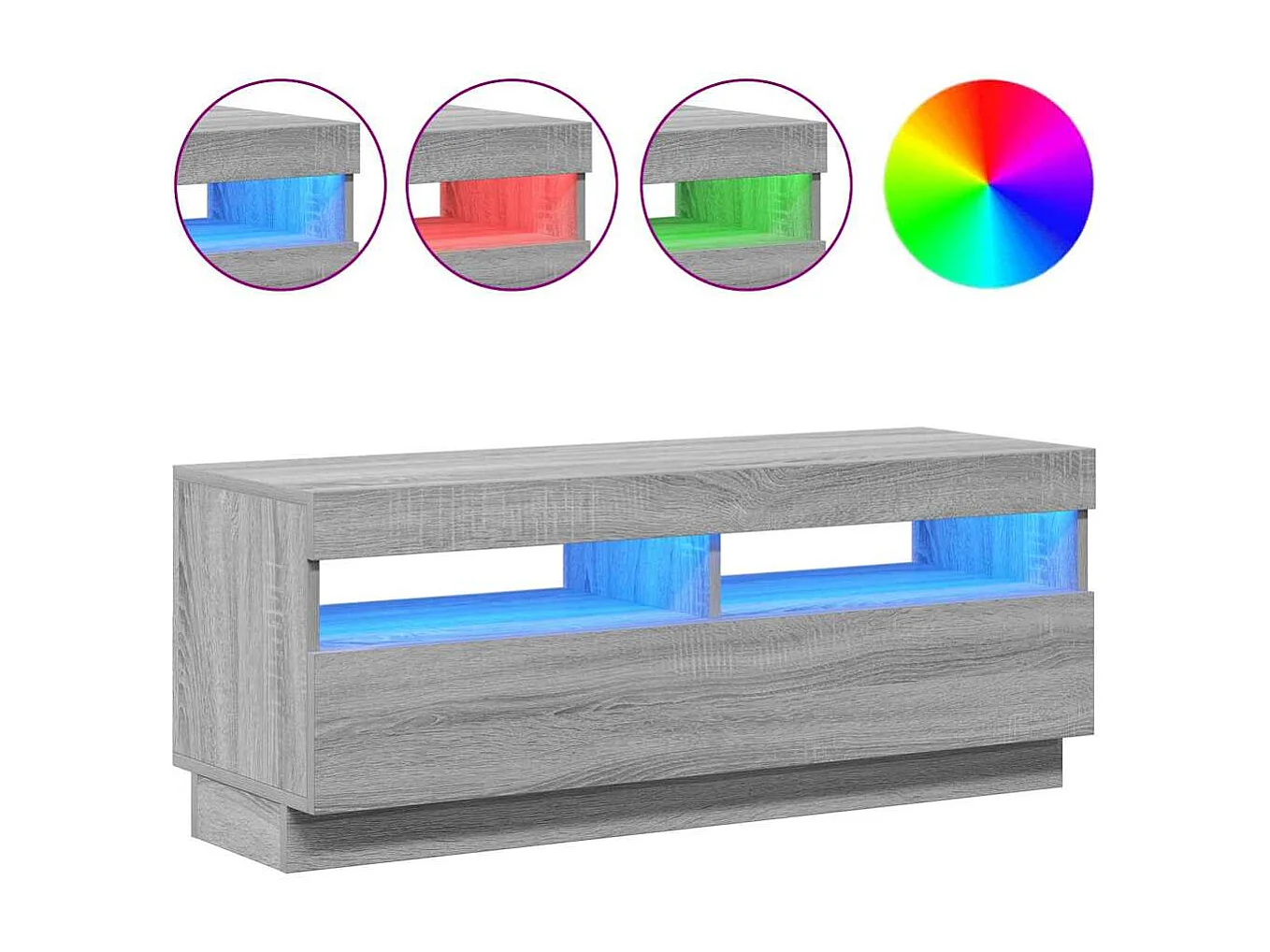 Meuble TV avec lumières LED sonoma gris 100x35x40 cm