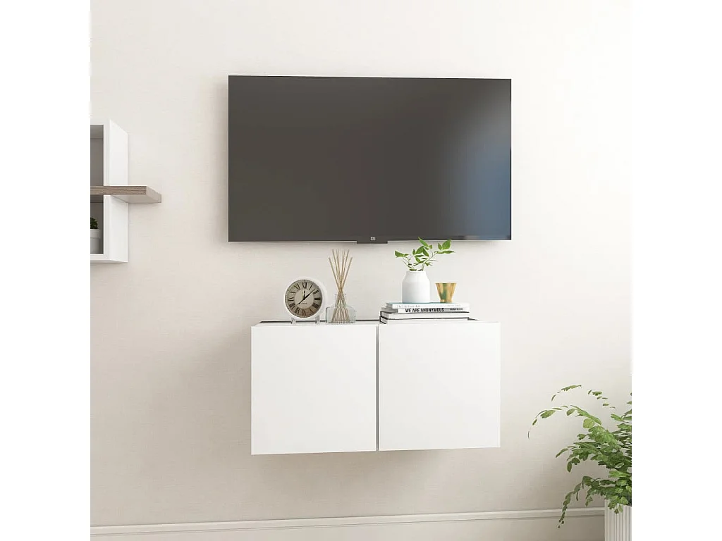 Meuble TV suspendu Blanc 60x30x30 cm