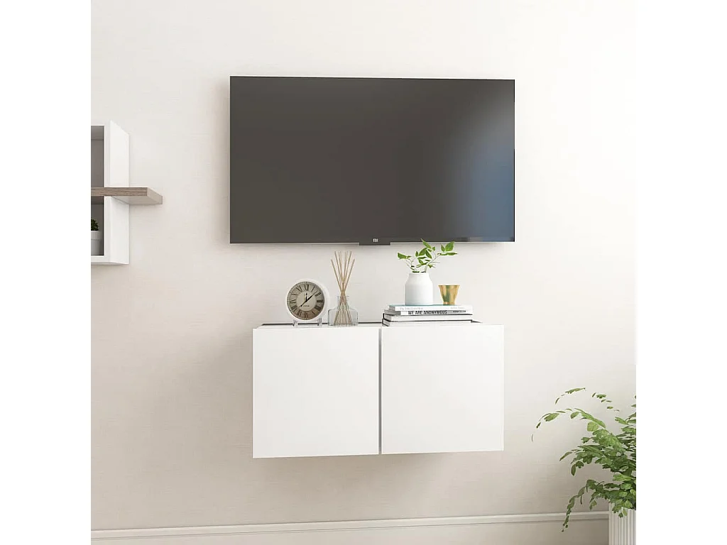 Meuble TV suspendu Blanc 60x30x30 cm