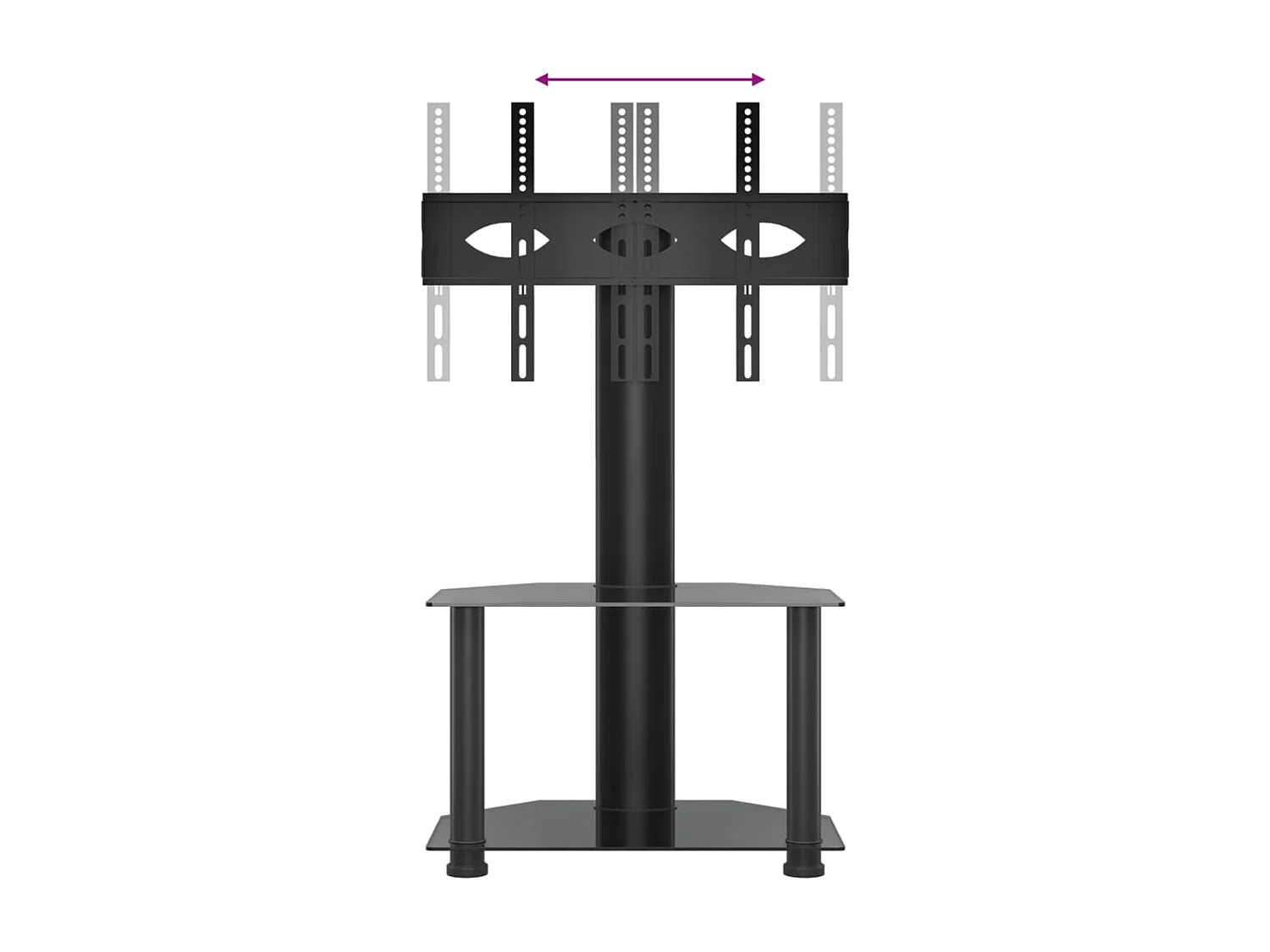 Suporte de canto para TV 32-70 polegadas c/ 2 prateleiras preto