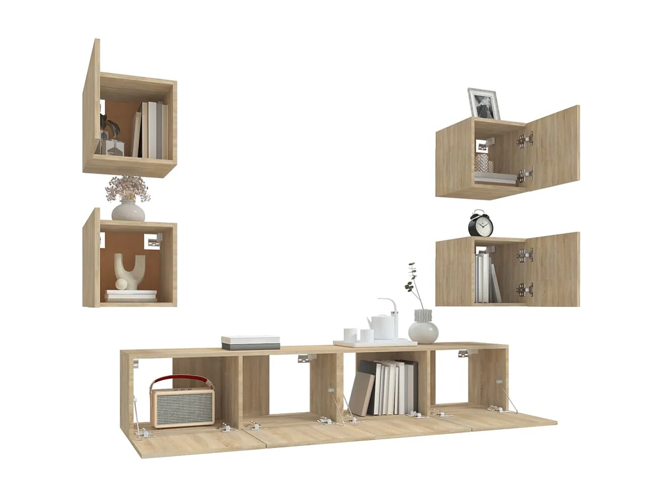 Set di Mobili Porta TV 6 pz Rovere Sonoma in Legno Multistrato