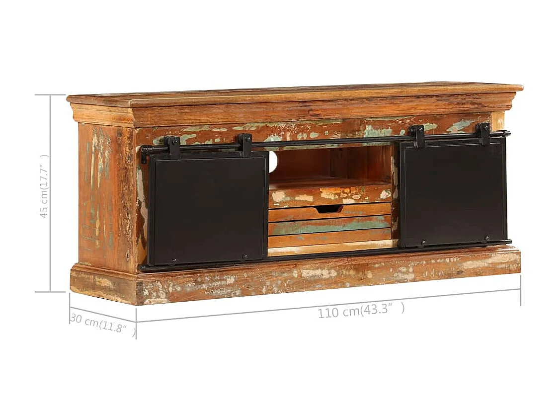Meuble TV 110 x 30 x 45 cm Bois de récupération massif