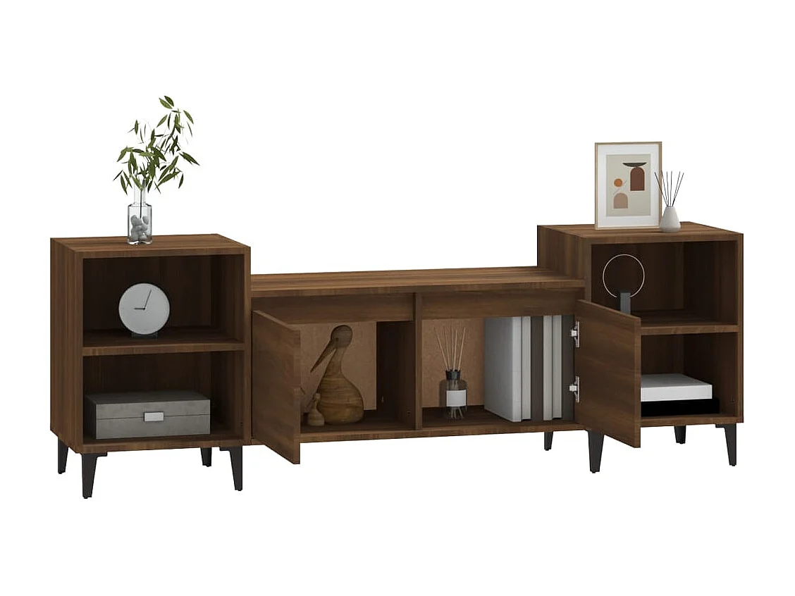 TV-Schrank Braun Eichen-Optik 160x35x55 cm Holzwerkstoff