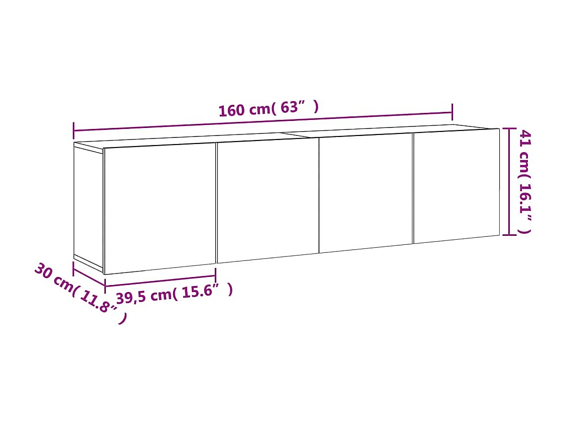 Meubles TV muraux 2 pcs chêne sonoma 80x30x41 cm
