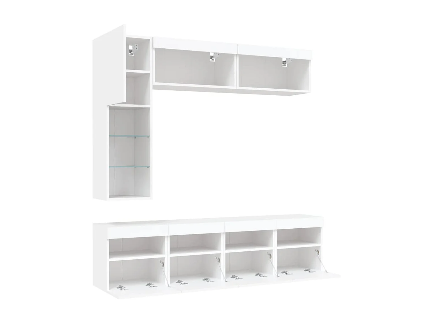 Ensemble de meubles TV muraux 7 pcs avec lumières LED blanc