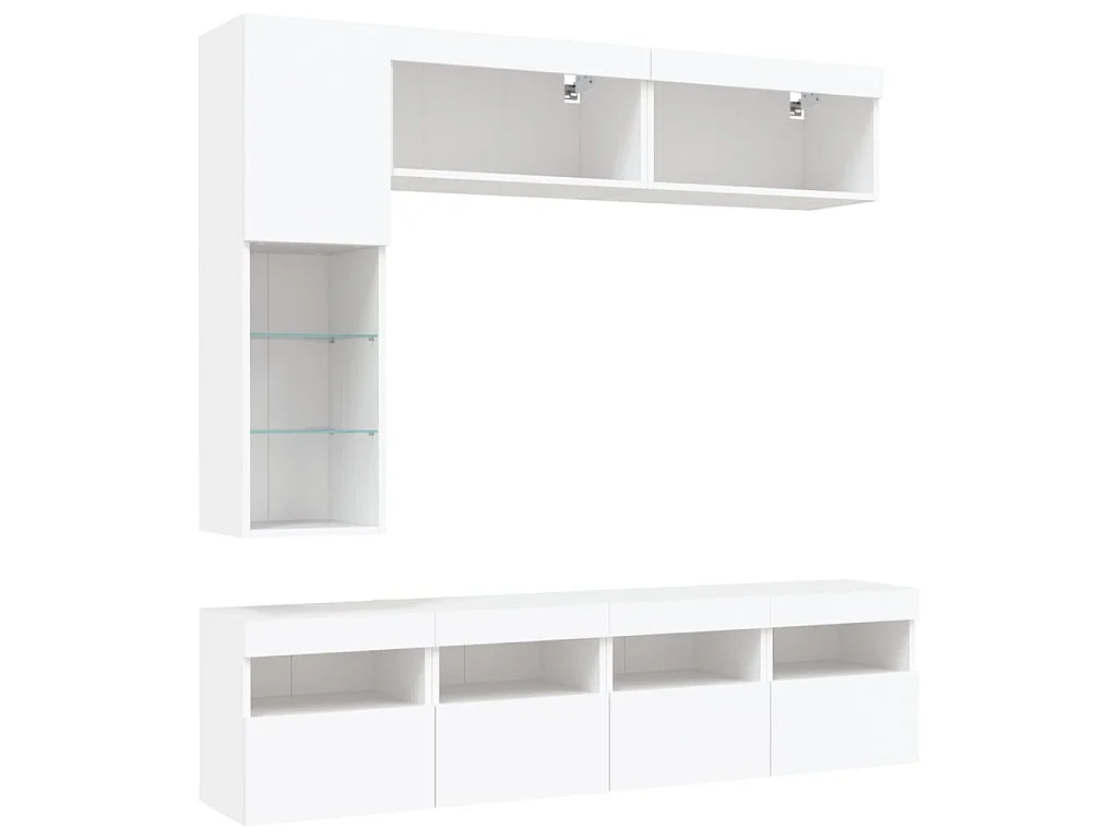 Ensemble de meubles TV muraux 7 pcs avec lumières LED blanc