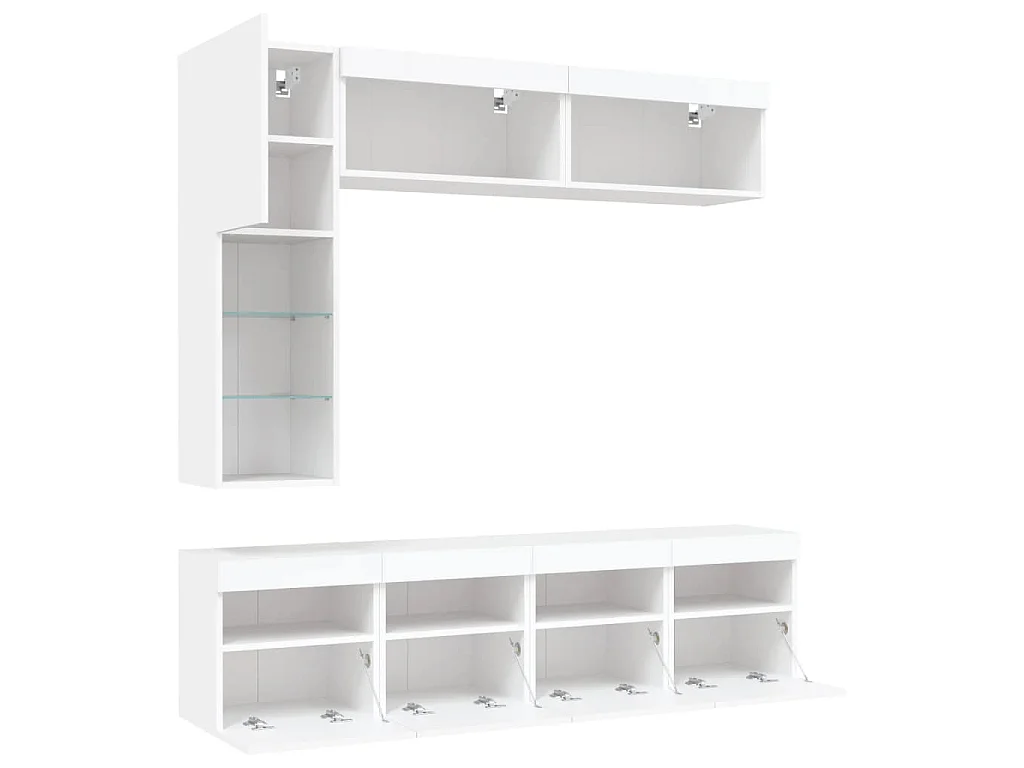 Ensemble de meubles TV muraux 7 pcs avec lumières LED blanc