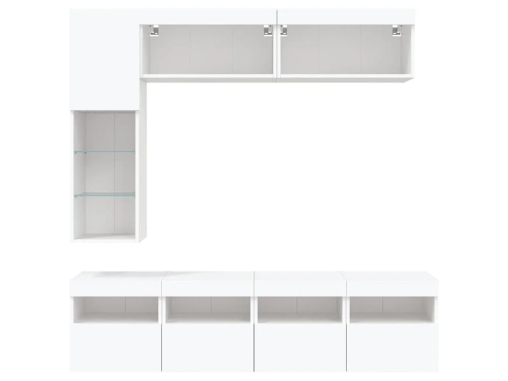 Ensemble de meubles TV muraux 7 pcs avec lumières LED blanc