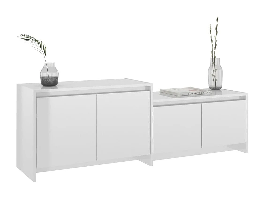 Meuble TV Blanc brillant 146,5x35x50 cm Bois d'ingénierie