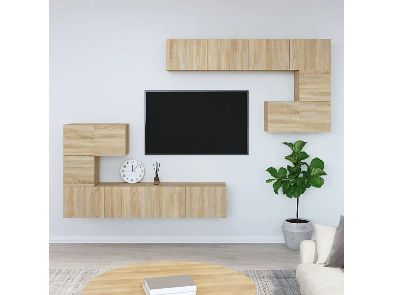 Tv-wandmeubel bewerkt hout sonoma eikenkleurig