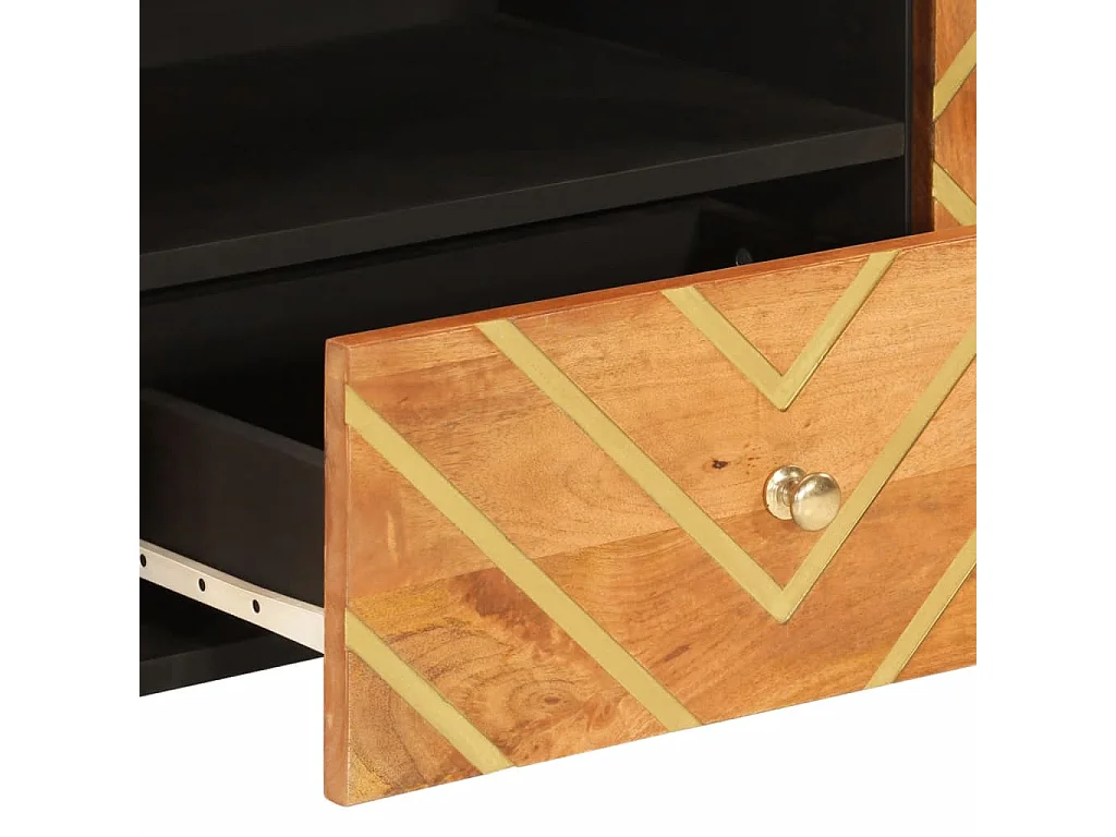 Mobile Porta TV Marrone e Nero 105x33,5x46 cm in Legno di Mango