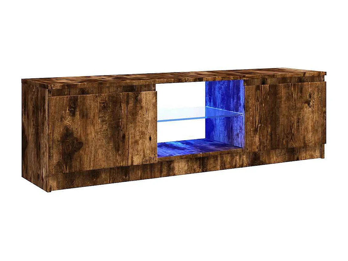 Meuble TV avec lumières LED chêne fumé 120x30x36 cm
