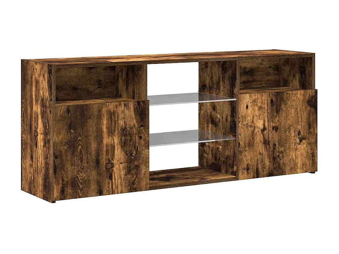 Meuble TV avec lumières LED Chêne fumé 120x30x50 cm