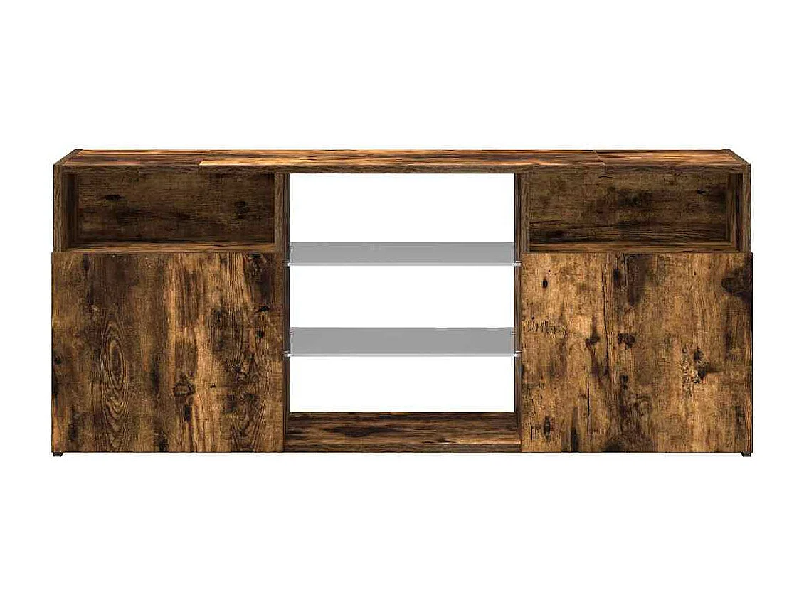 Meuble TV avec lumières LED Chêne fumé 120x30x50 cm