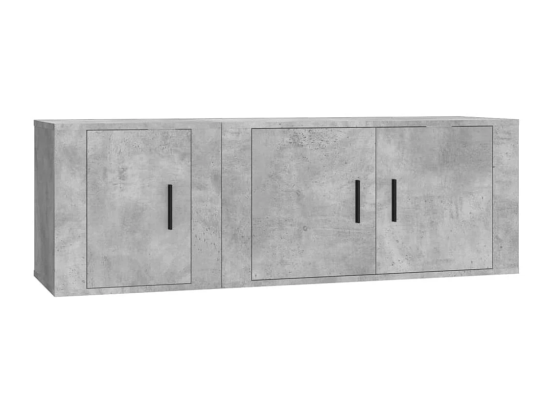 Ensemble de meubles TV 2 pcs gris béton bois d'ingénierie