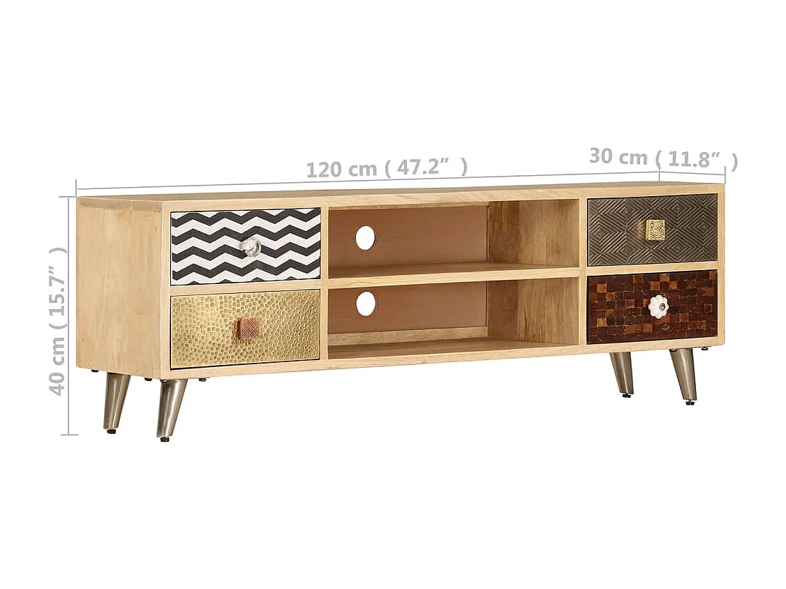 Móvel de TV 120x30x40 cm madeira de mangueira maciça