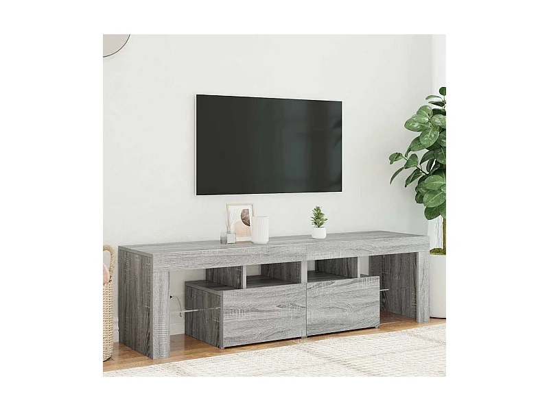 Meuble TV avec lumières LED Sonoma gris 140x36,5x40 cm