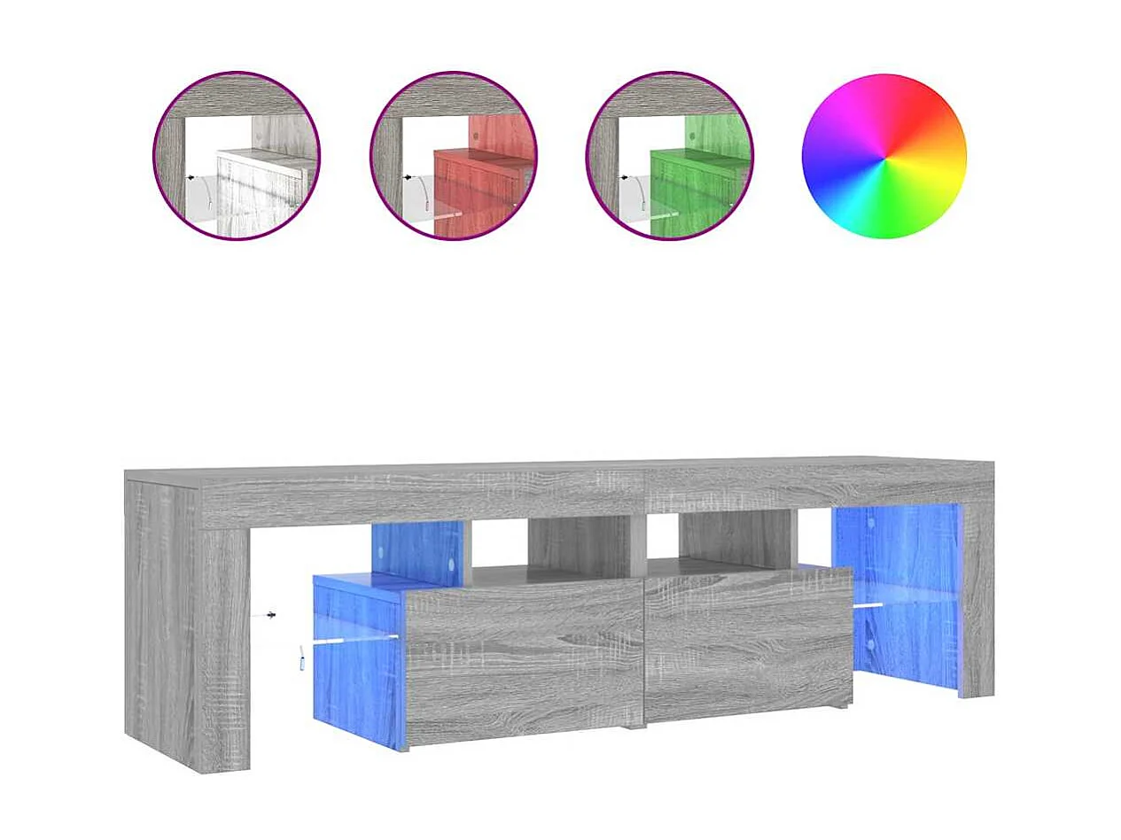 Meuble TV avec lumières LED Sonoma gris 140x36,5x40 cm