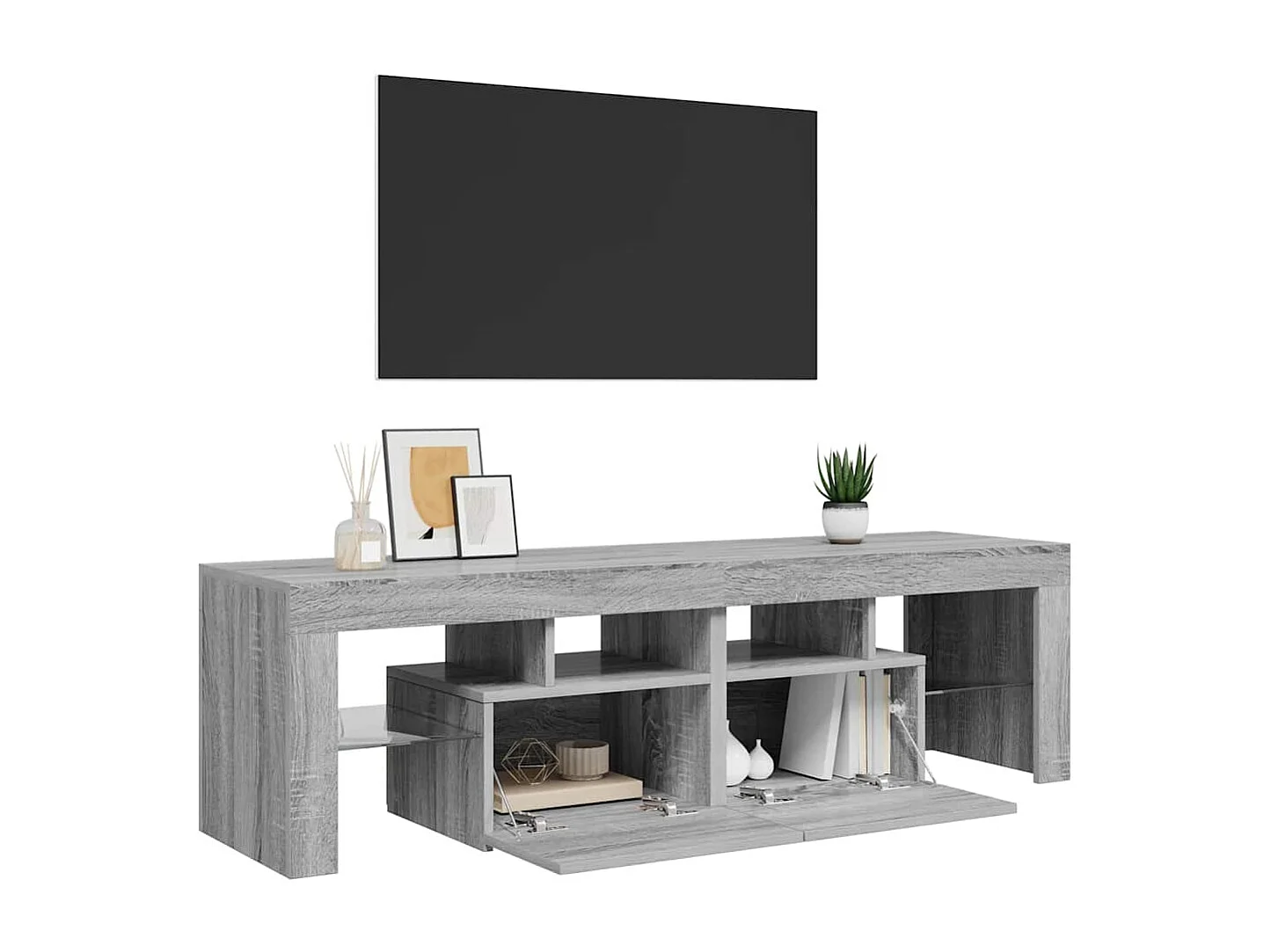 Meuble TV avec lumières LED Sonoma gris 140x36,5x40 cm