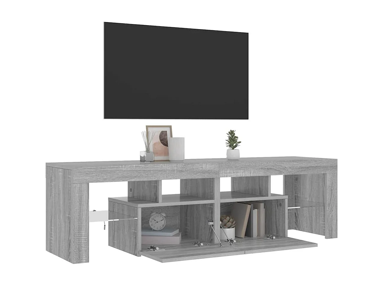 Szafka RTV LED Sonoma szara z dużą przestrzenią do przechowywania
