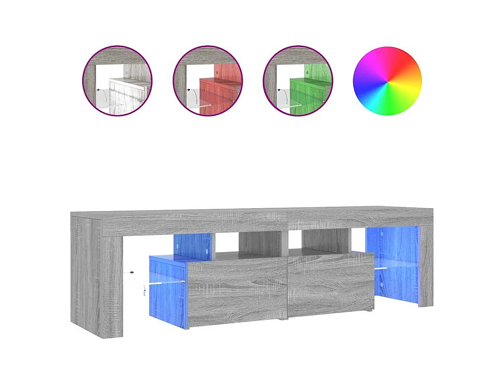 Mobile Porta TV con Luci LED grigio sonoma 140x36,5x40 cm