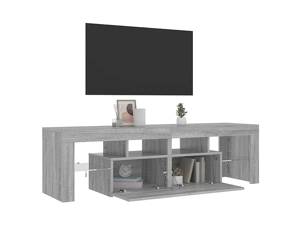 Mobile Porta TV con Luci LED grigio sonoma 140x36,5x40 cm