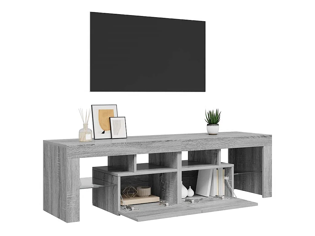 Mobile Porta TV con Luci LED grigio sonoma 140x36,5x40 cm