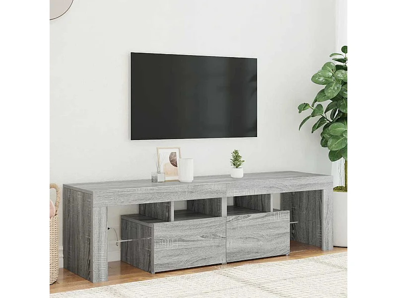 Meuble TV avec lumières LED Sonoma gris 140x36,5x40 cm
