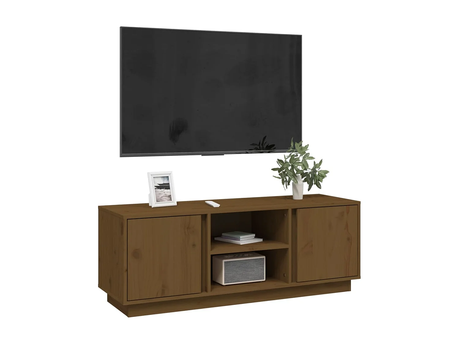 Tv-meubel 110x35x40,5 cm massief grenenhout honingbruin