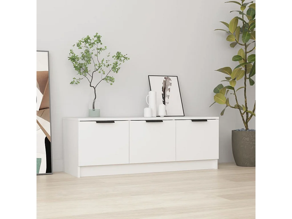 Tv-meubel 102x35x36,5 cm bewerkt hout wit