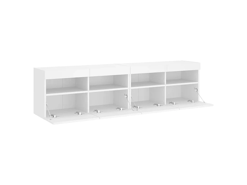 Meubles TV muraux avec lumières LED 2 pcs blanc 80x30x40 cm