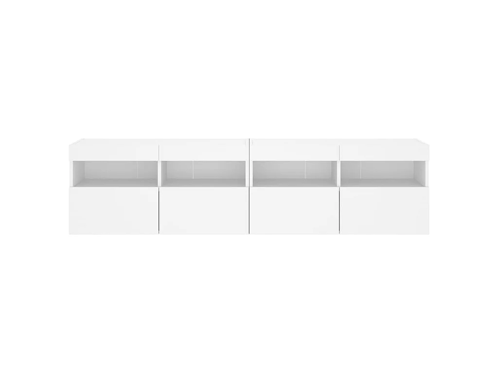 Meubles TV muraux avec lumières LED 2 pcs blanc 80x30x40 cm