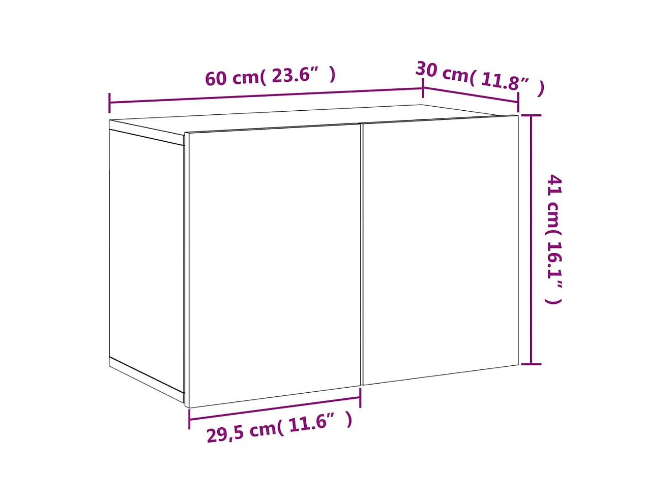 Meuble TV mural blanc 60x30x41 cm
