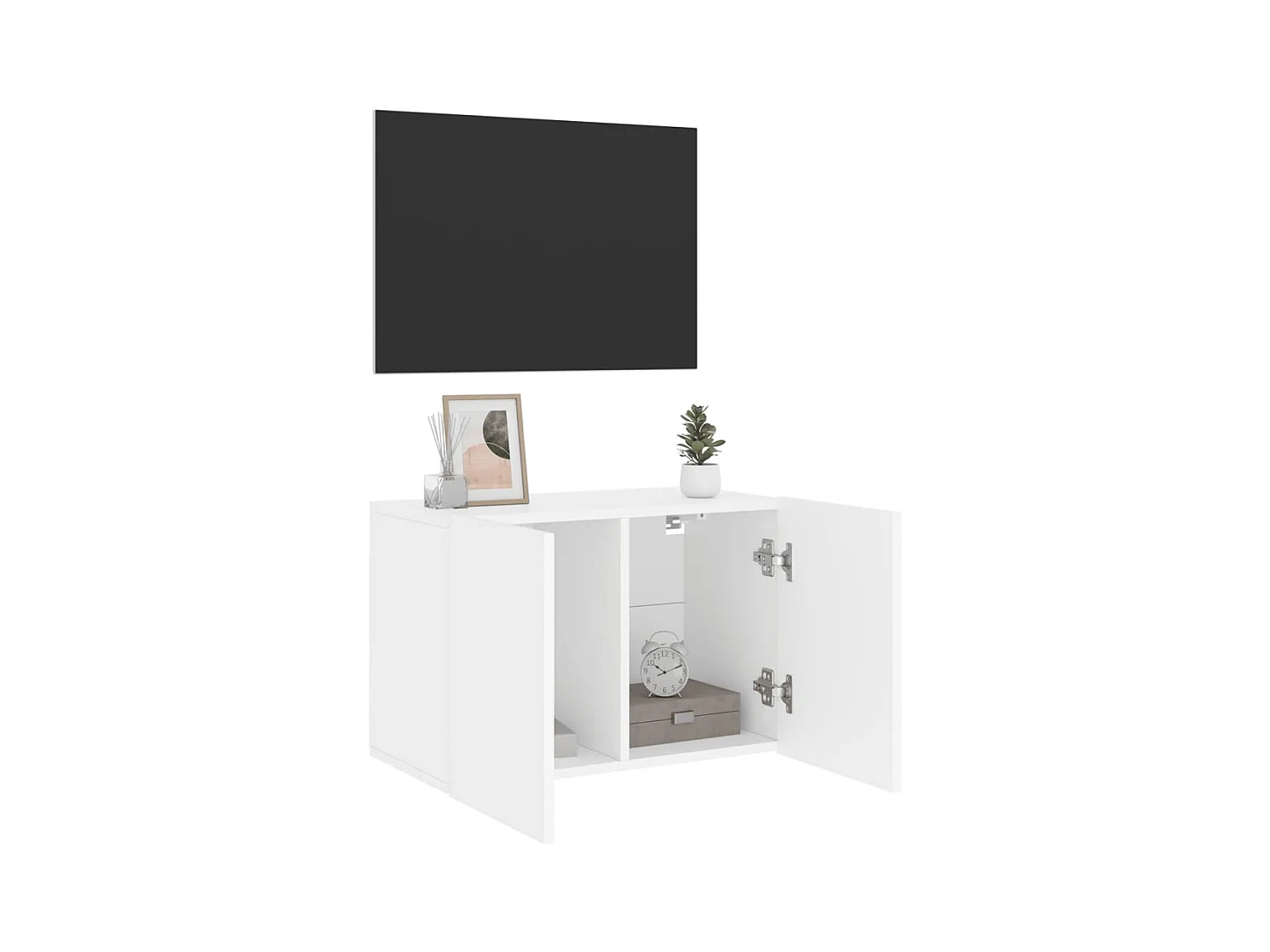Meuble TV mural blanc 60x30x41 cm