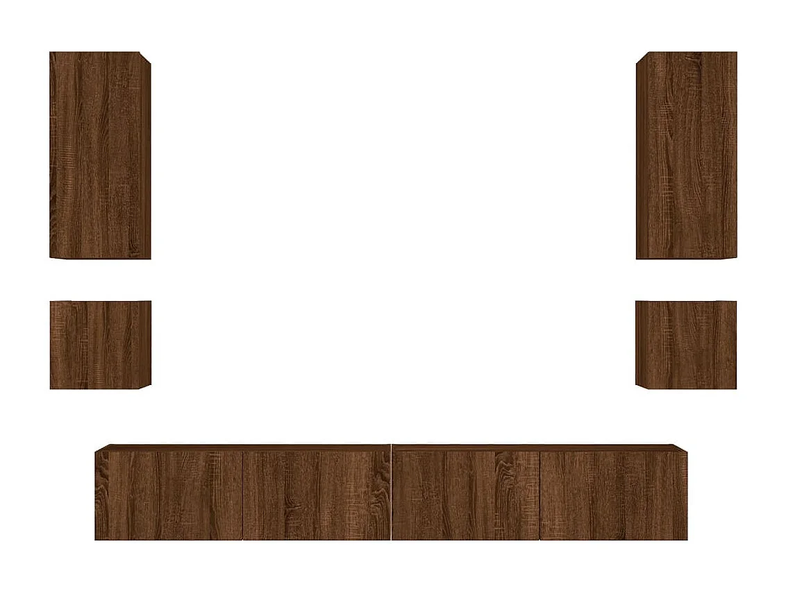 6-delige tv-wandmeubelset met LED-verlichting bruin eikenkleur