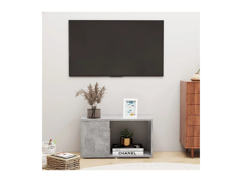 Meuble TV Gris béton 60x24x32 cm Bois d'ingénierie