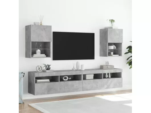 Kauf Unique TV-Schränke mit LED-Leuchten 2 Stk. Betongrau 40,5x30x60 cm