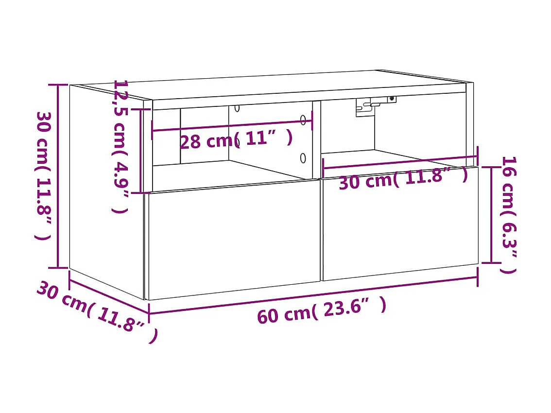 Meuble TV mural chêne sonoma 60x30x30 cm bois d'ingénierie