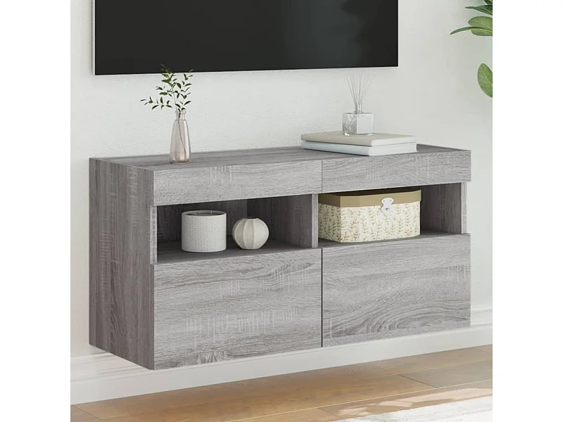Tv-wandmeubel met LED-verlichting 80x30x40 cm grijs sonoma