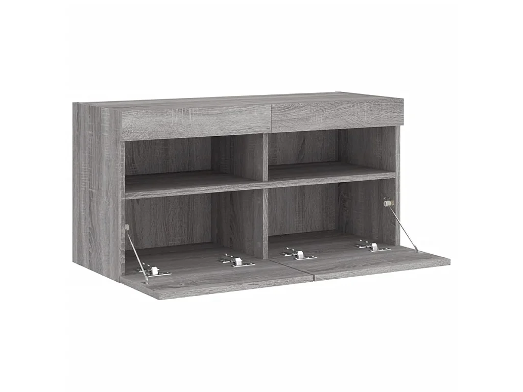 Meuble TV mural avec lumières LED sonoma gris 80x30x40 cm