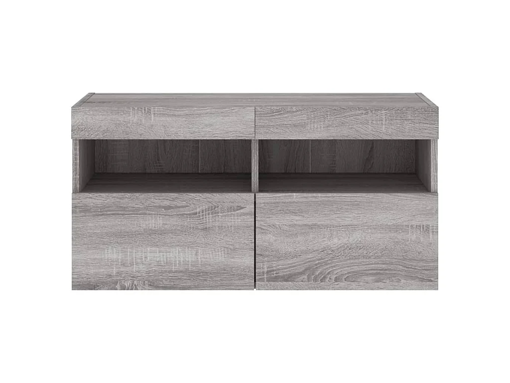 Meuble TV mural avec lumières LED sonoma gris 80x30x40 cm