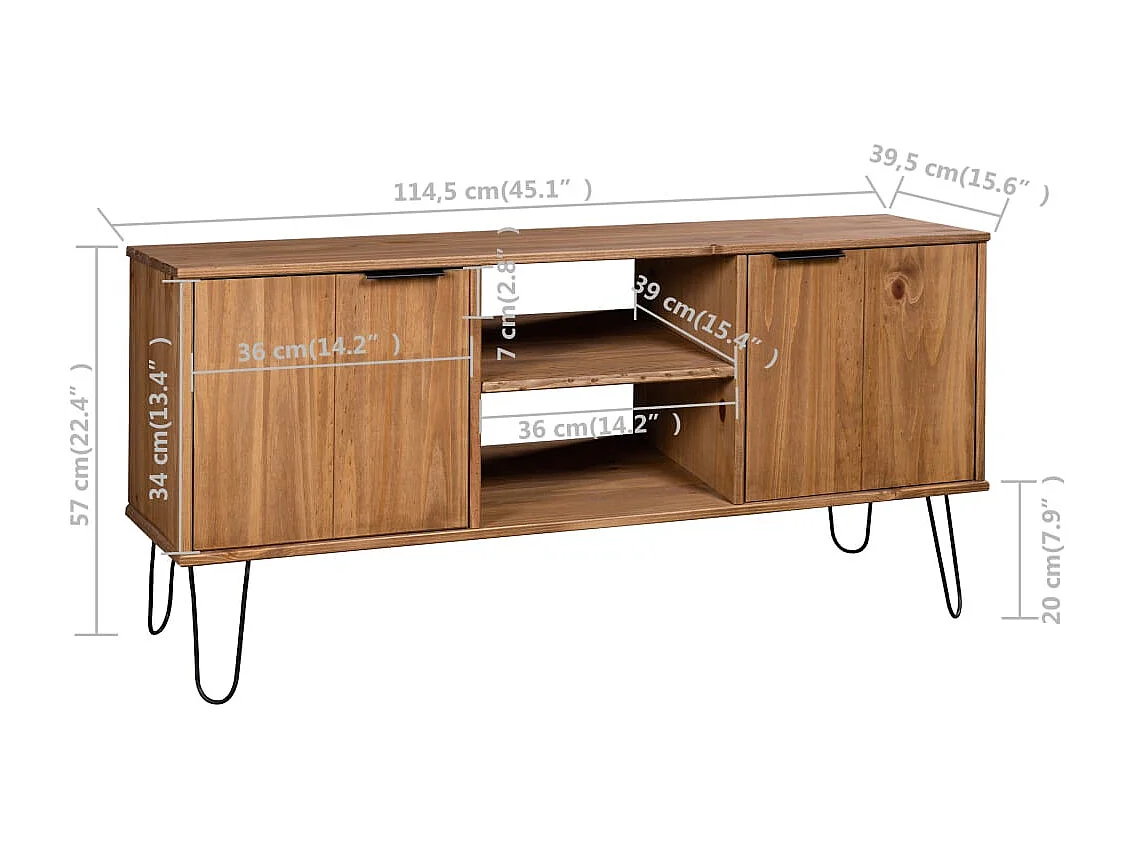 TV-Schrank New York Natur Massivholz Kiefer