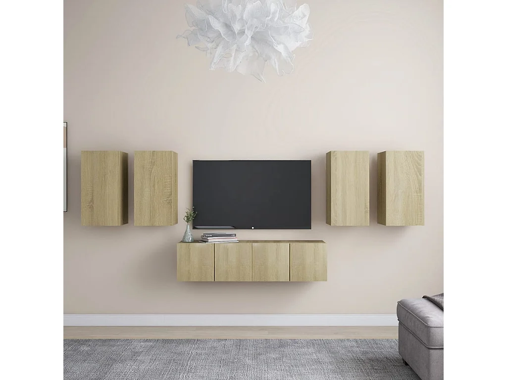 Ensemble de meubles TV 6 pcs Chêne sonoma Bois d'ingénierie