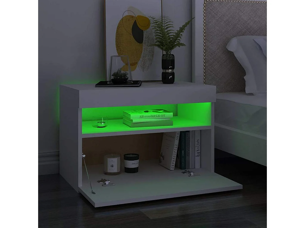 Meuble TV avec lumières LED blanc 60x35x40 cm