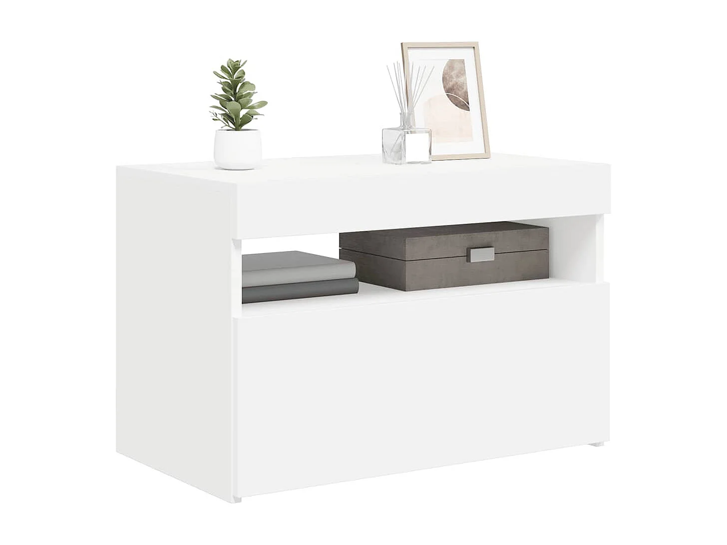 Meuble TV avec lumières LED blanc 60x35x40 cm