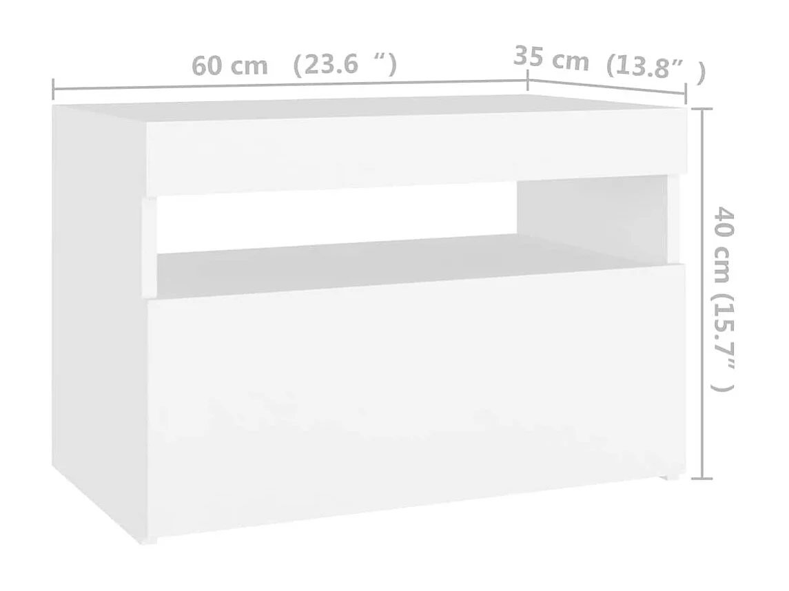 Móvel de TV com luzes LED 60x35x40 cm branco