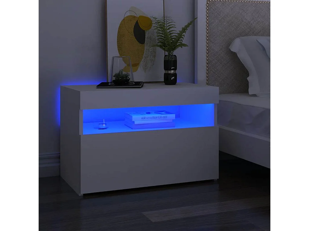 Móvel de TV com luzes LED 60x35x40 cm branco