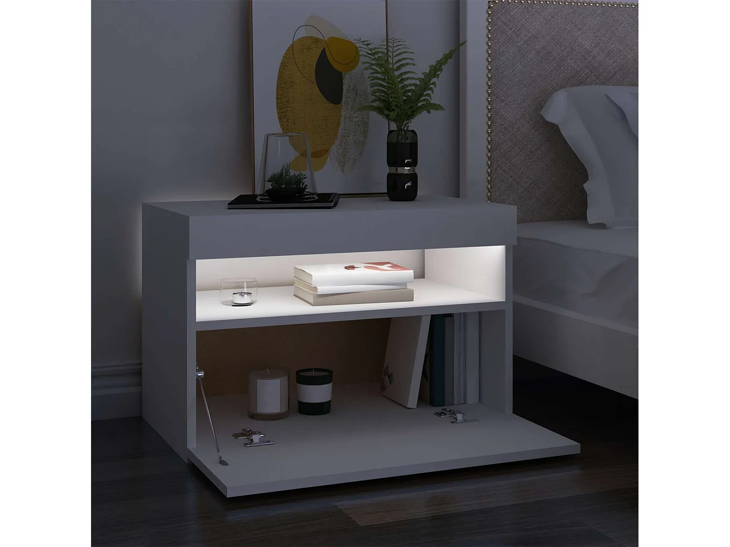 Meuble TV avec lumières LED blanc 60x35x40 cm