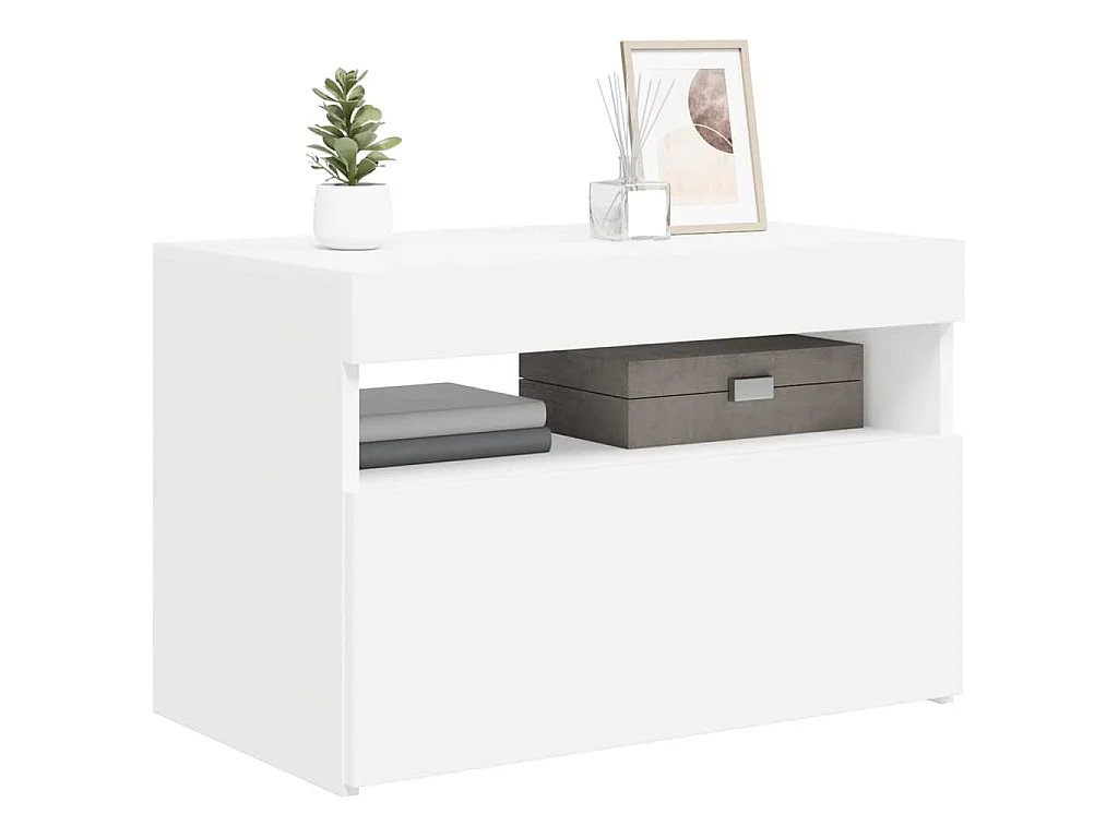 Meuble TV avec lumières LED blanc 60x35x40 cm