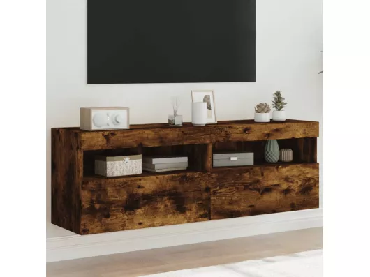 Kauf Unique TV-Wandschränke mit LED-Leuchten 2 Stk. Räuchereiche 60x30x40cm